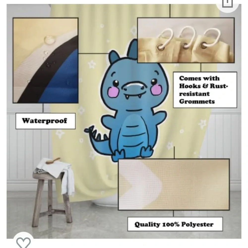 NWOT kids dinosaur 72x72 shower curtain.